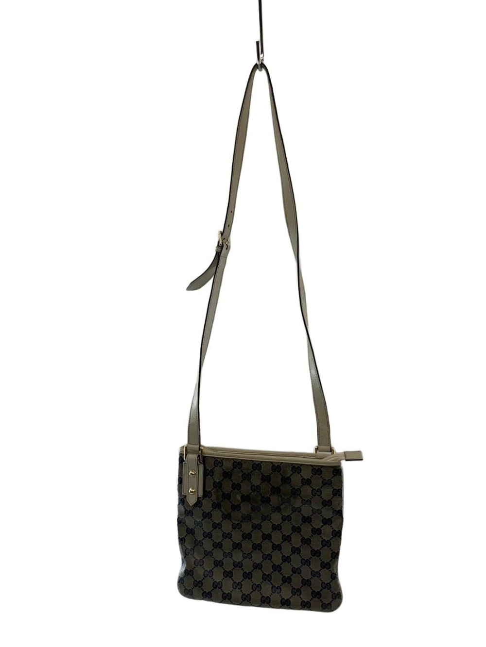 Gucci GG Plus flat messenger crossbody bag monogram body leather Navy Blue